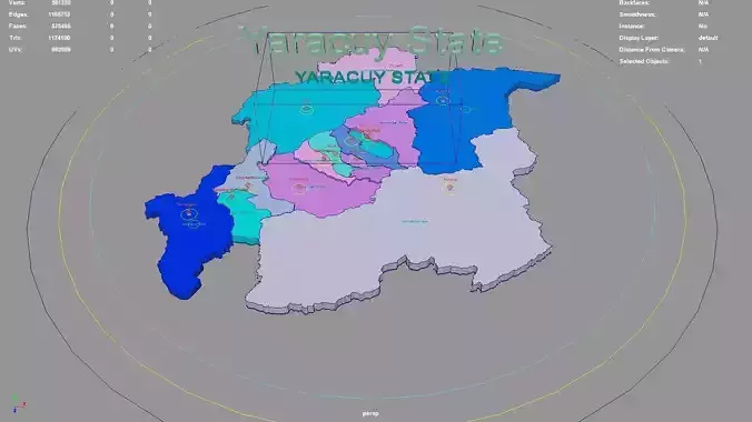 Yaracuy State Venezuela map region geography political 3D model