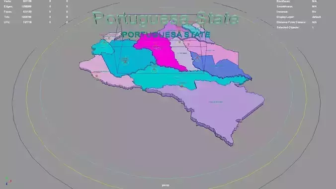 Portuguesa State  Venezuela map region geography political 3D model