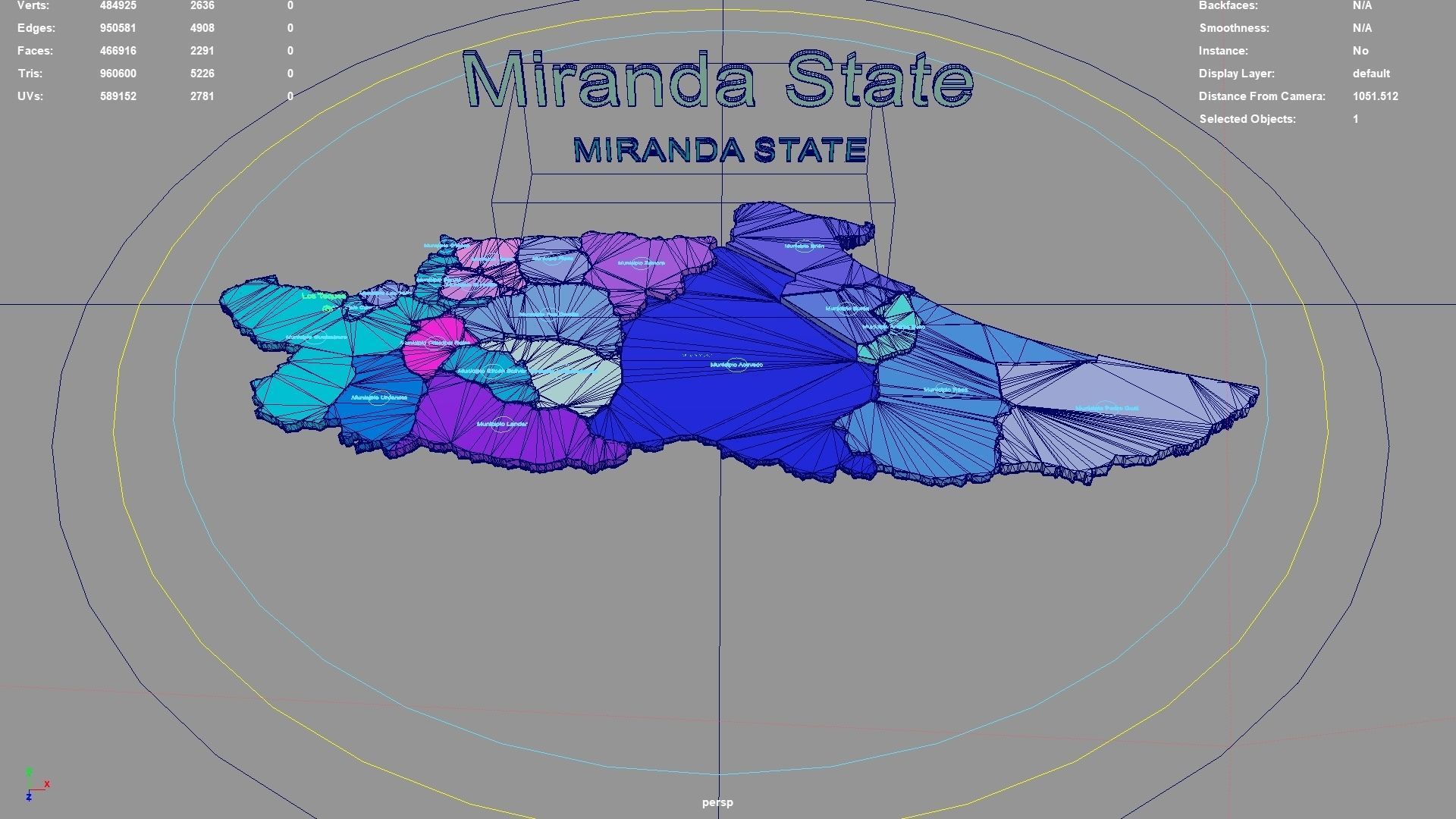 Miranda State Venezuela map region geography political 3D model_3