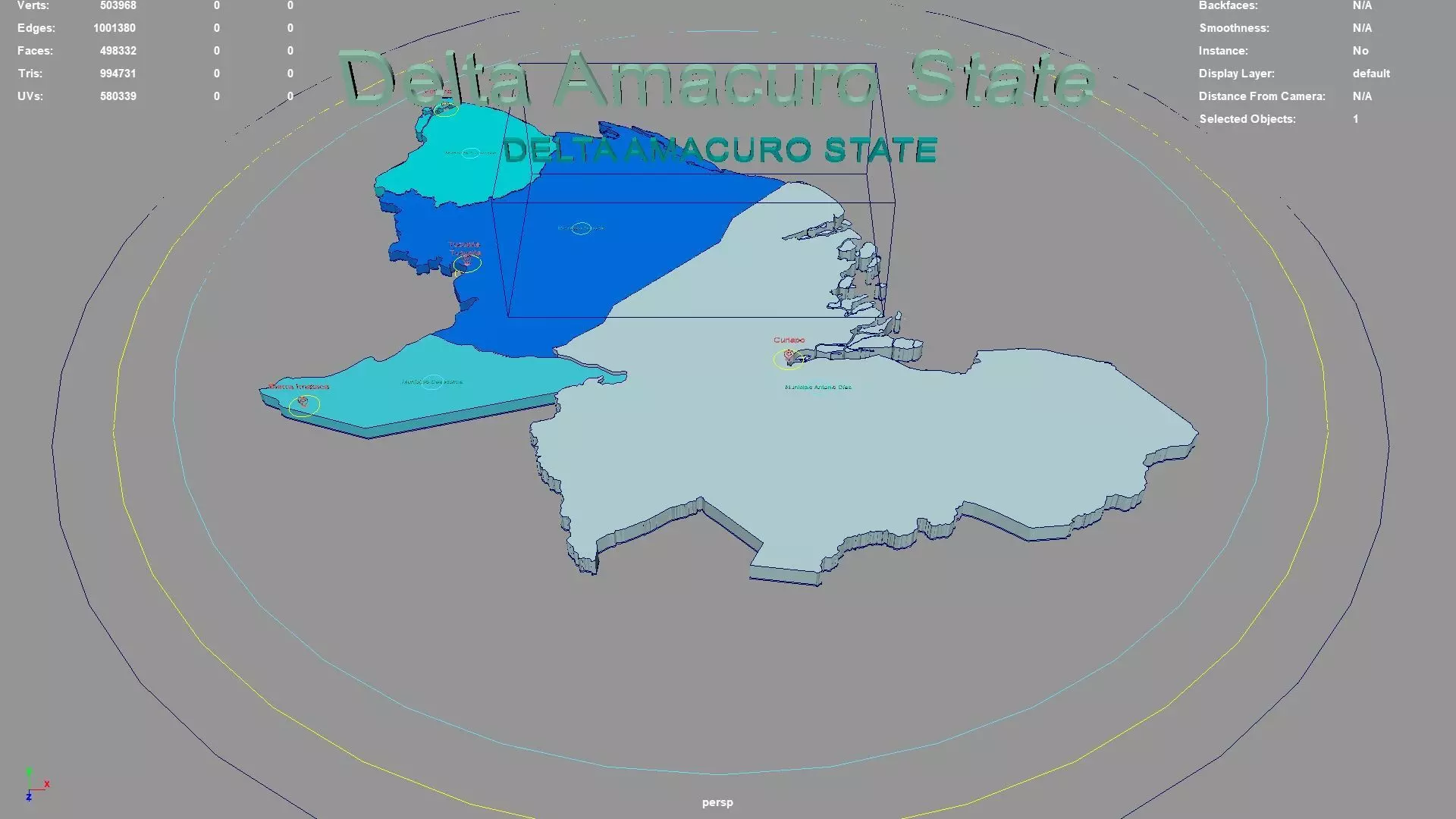 Delta Amacuro State Venezuela map region geography political 3D model