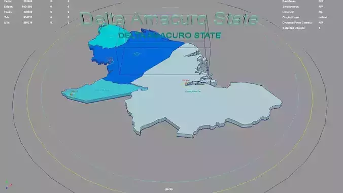 Delta Amacuro State  Venezuela map region geography political 3D model