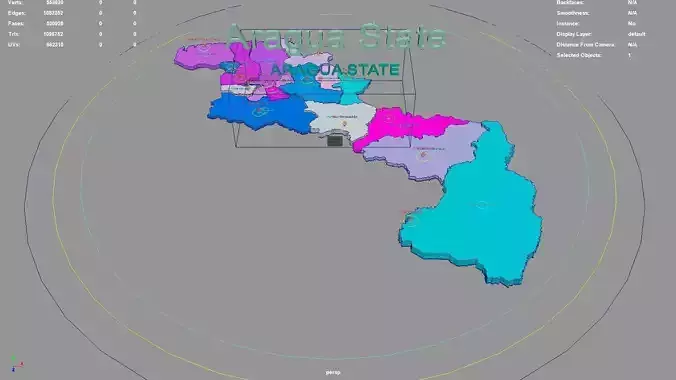 Aragua State  Venezuela map region geography political 3D model