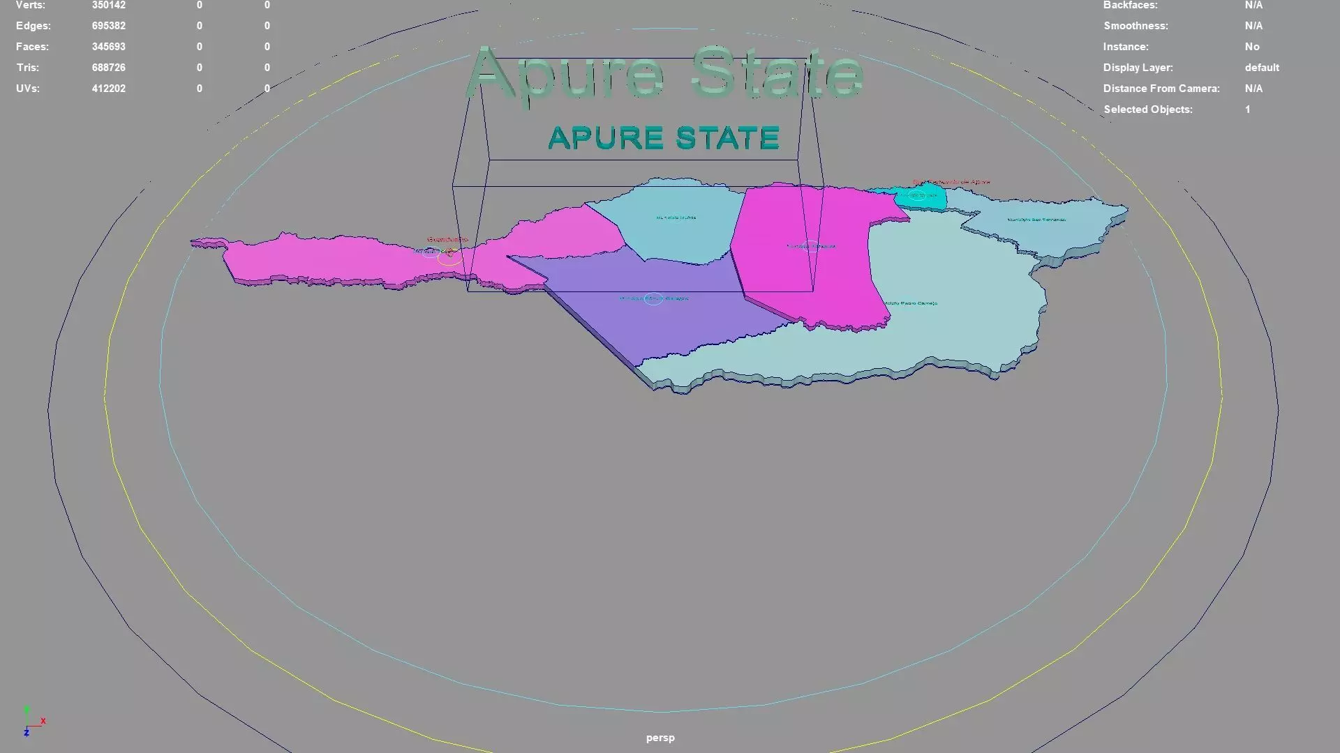Apure State Venezuela map region geography political geographic 3D model
