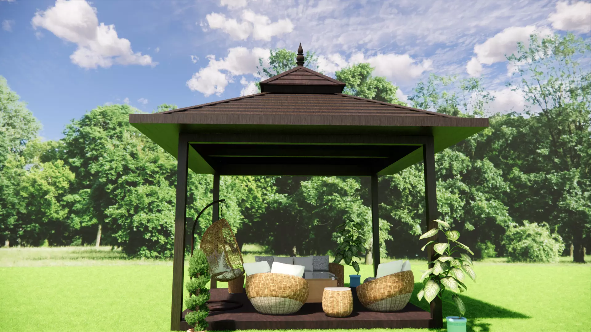 wooden pergola 3D model