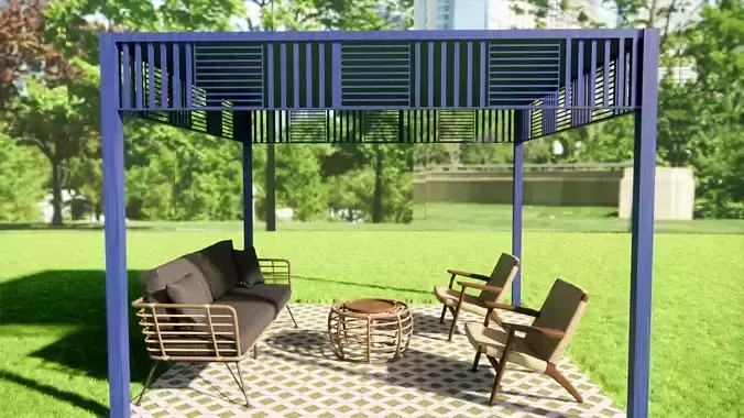 blue wooden pergola