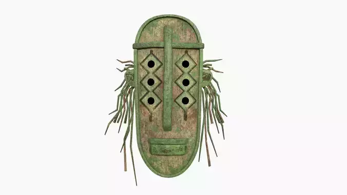 Tribal Mask F09 Wood Mud - Costume Character Design Low-poly 3D model