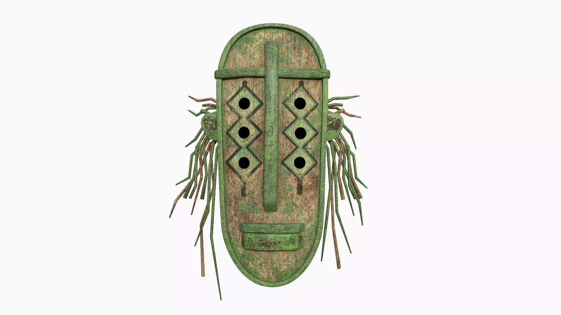 Tribal Mask F09 Wood Mud - Costume Character Design Low-poly 3D model_0