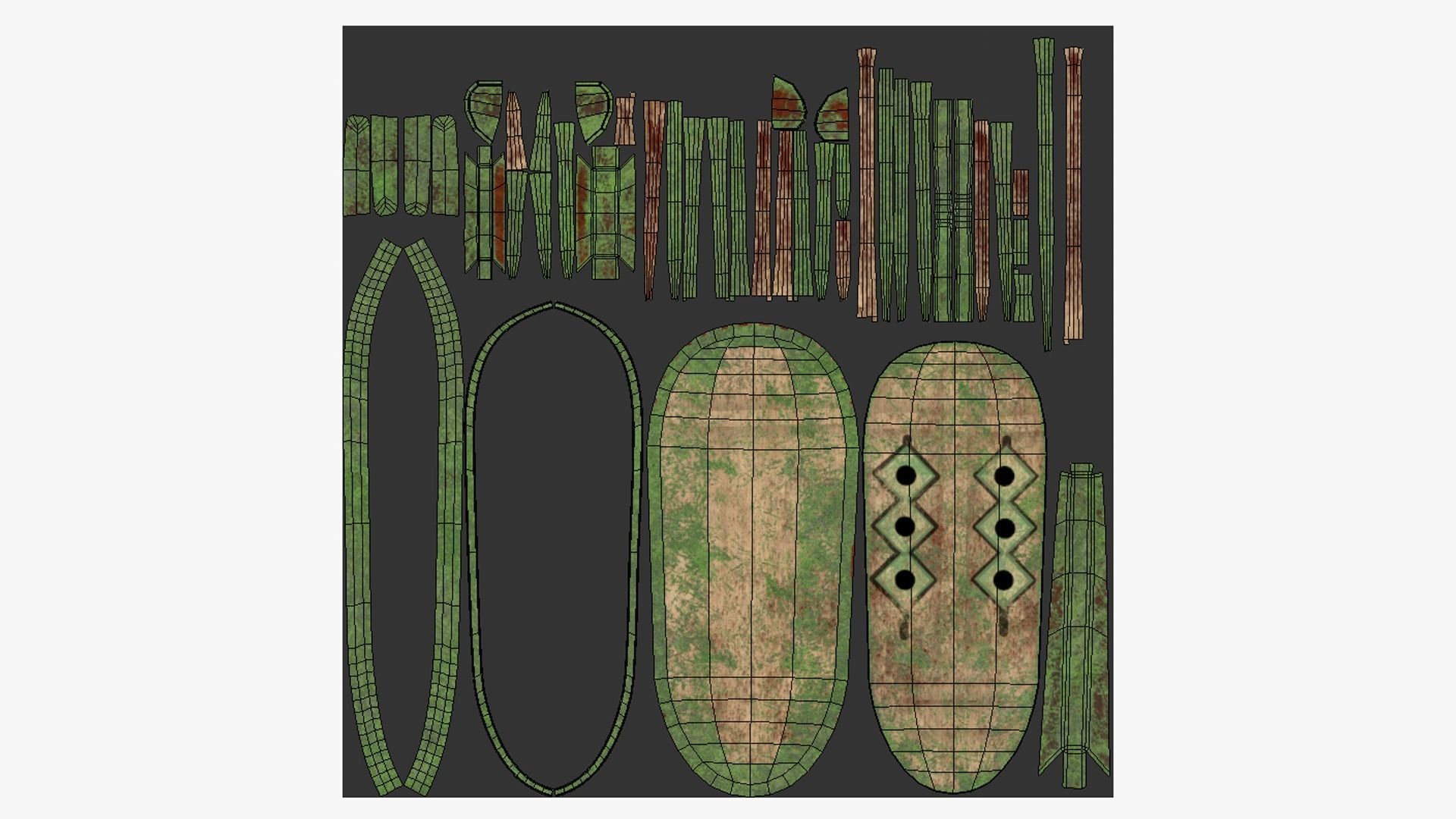 Tribal Mask F09 Wood Mud - Costume Character Design Low-poly 3D model_5