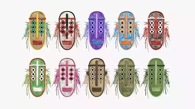 10 Tribal Mask F Collection - Costume Character Design 