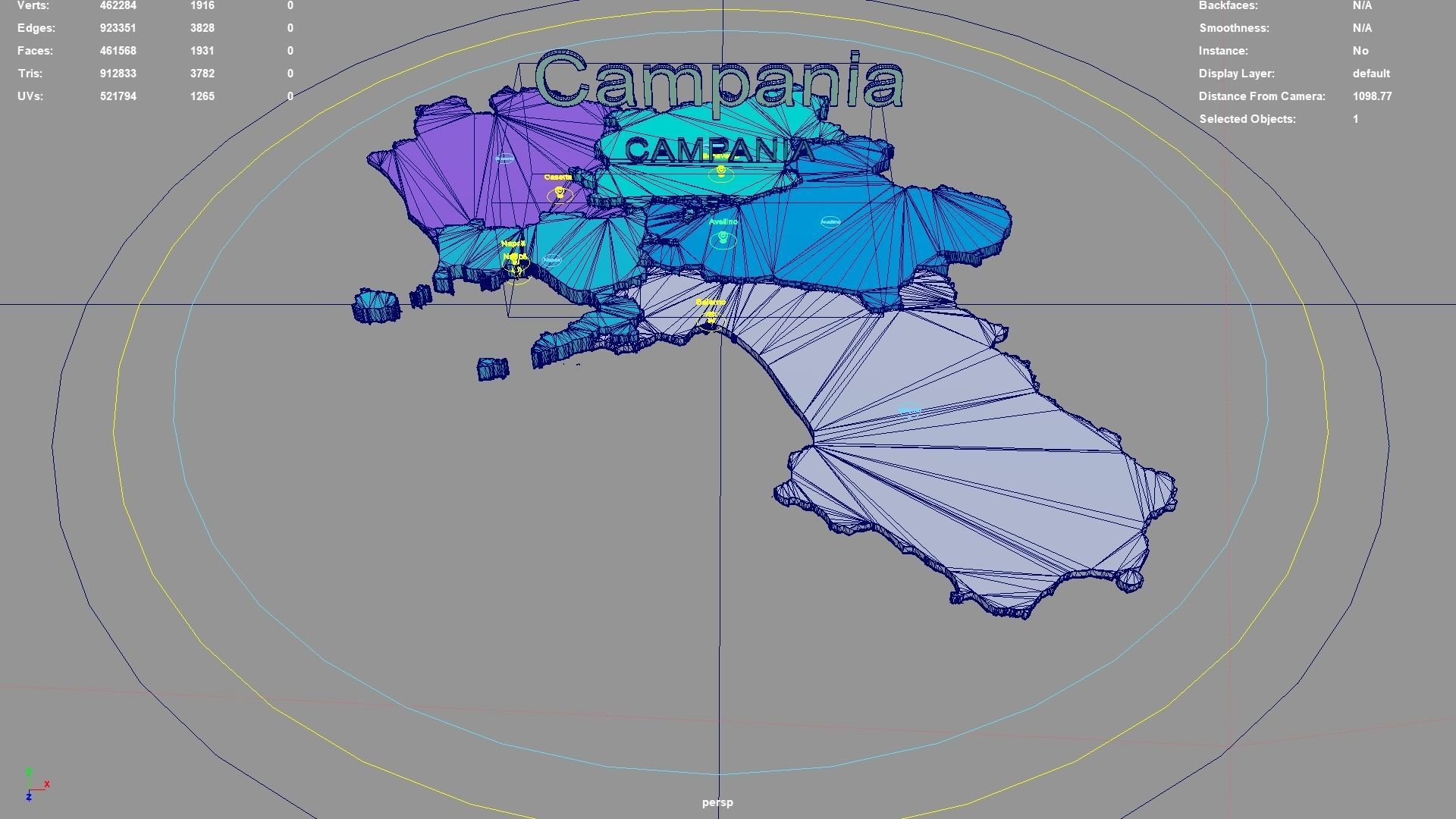 Campania  Italy map region geography political geographic 3D model_3