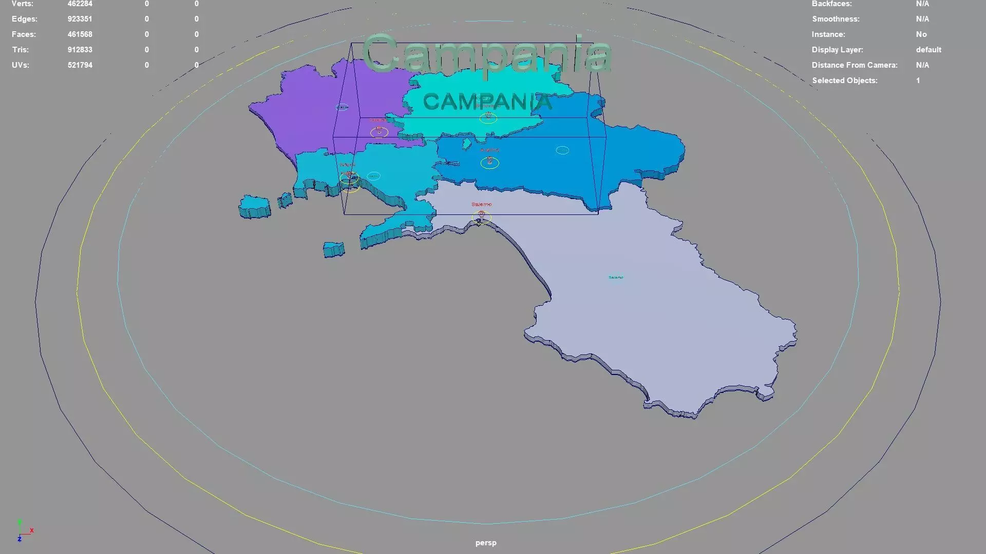 Campania  Italy map region geography political geographic 3D model_0