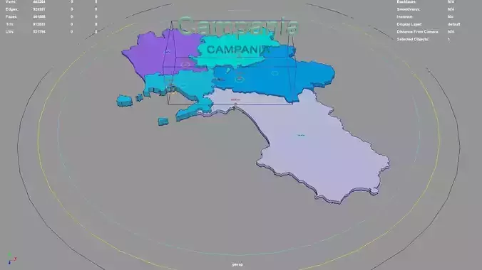 Campania  Italy map region geography political geographic 3D model
