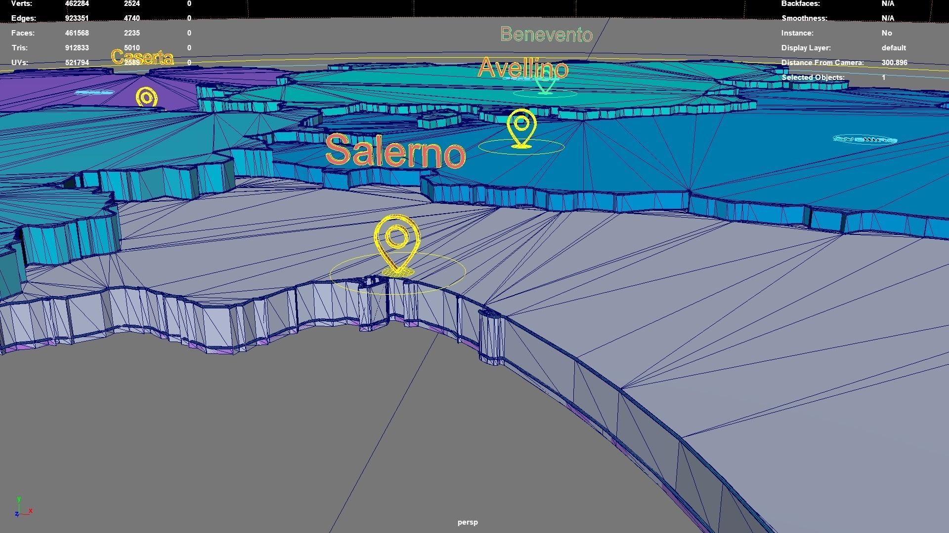 Campania  Italy map region geography political geographic 3D model_6