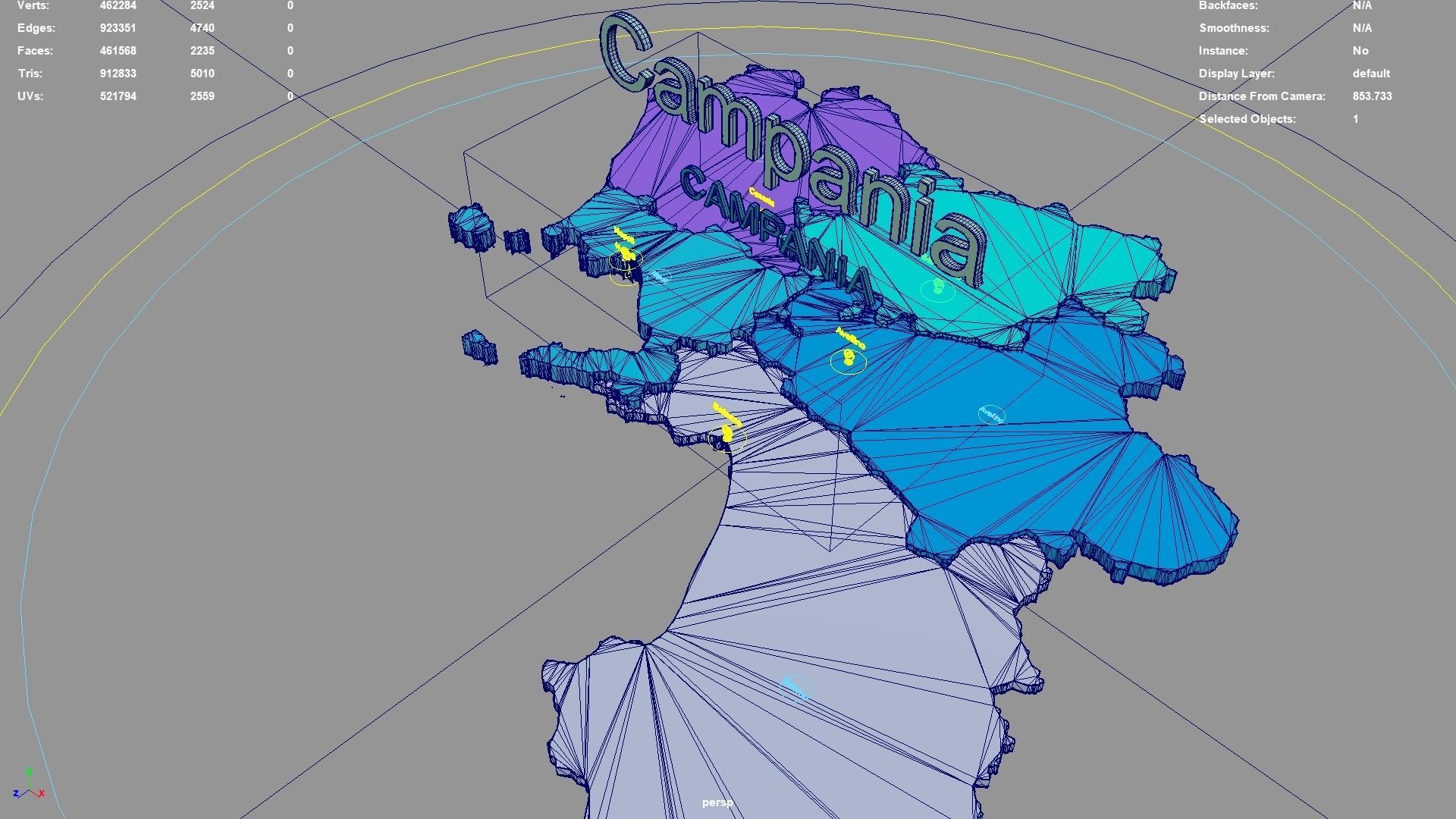 Campania  Italy map region geography political geographic 3D model_5