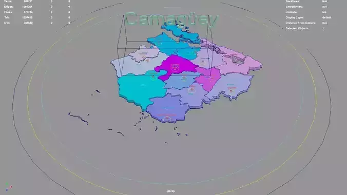 Camaguey  Cuba map region geography political geographic 3D model