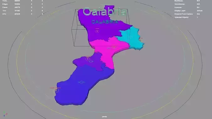Calabria  Italy map region geography political geographic 3D model
