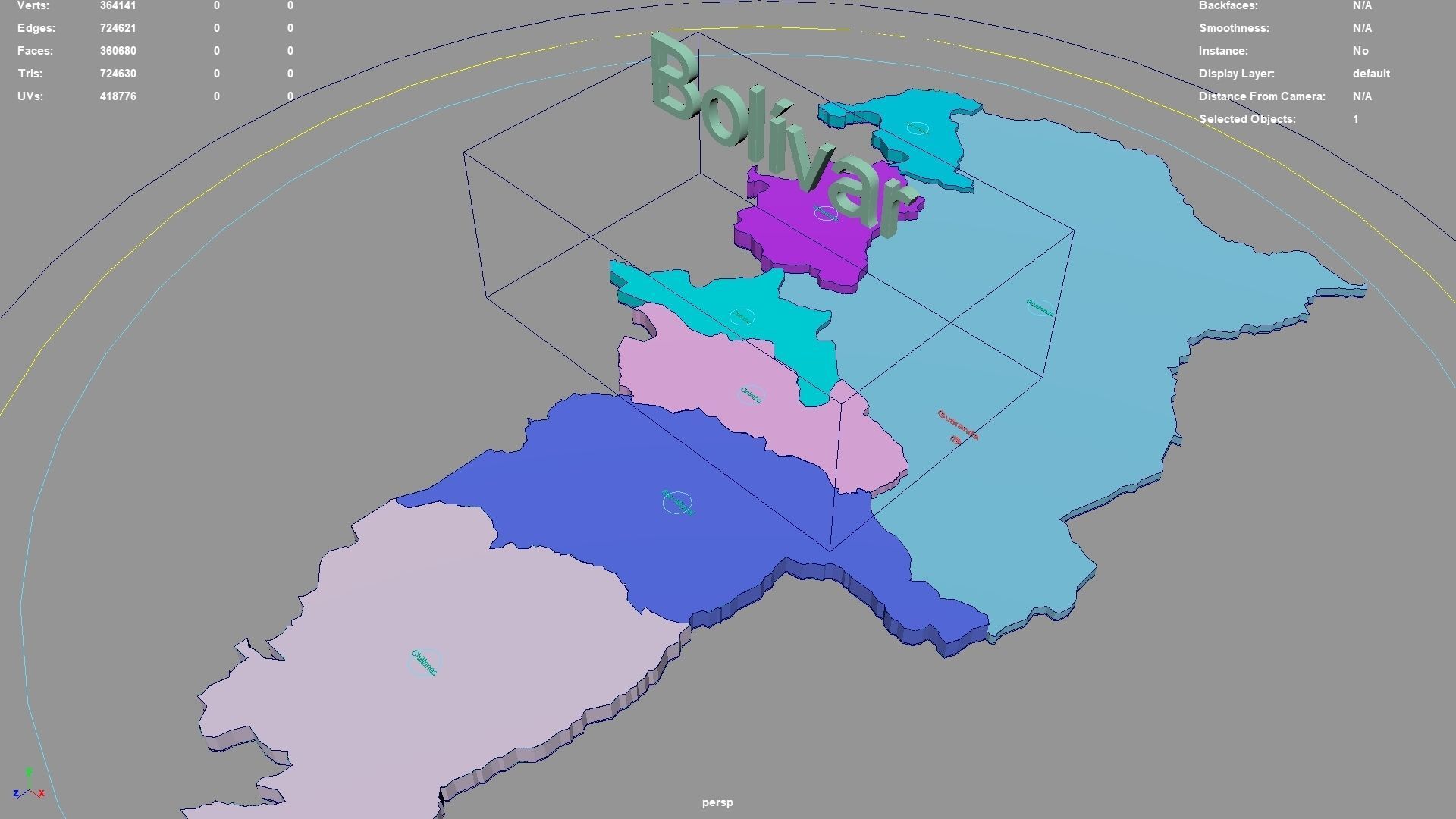 Bolivar  Ecuador map region geography political geographic 3D model_2