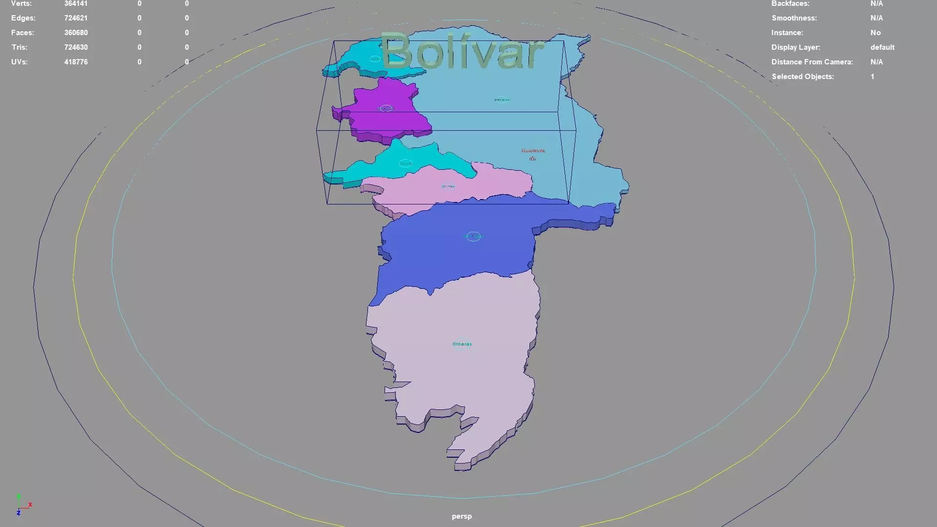 Bolivar  Ecuador map region geography political geographic 3D model_0