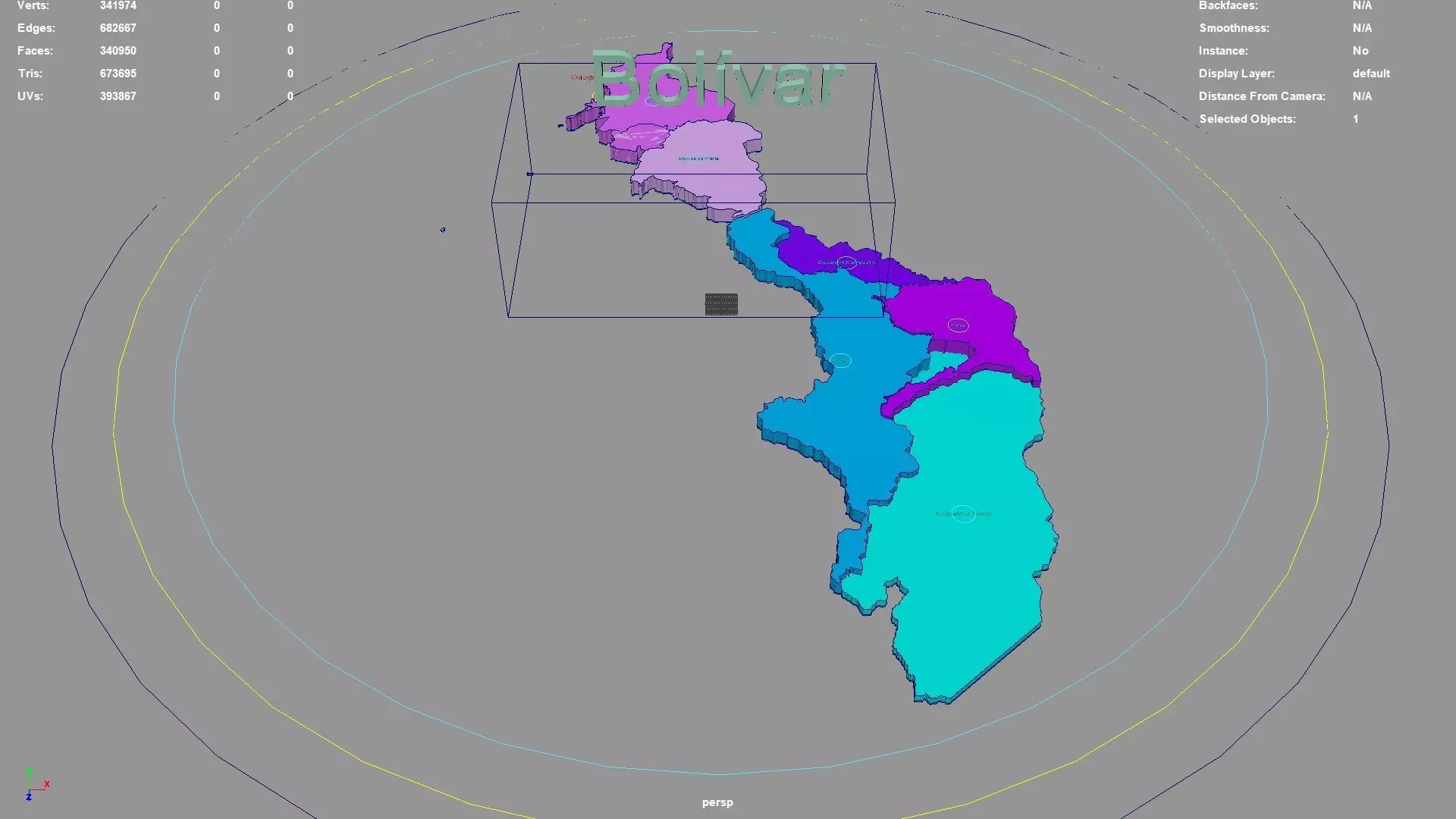 Bolivar RAP Caribe Colombia map region geography political 3D model