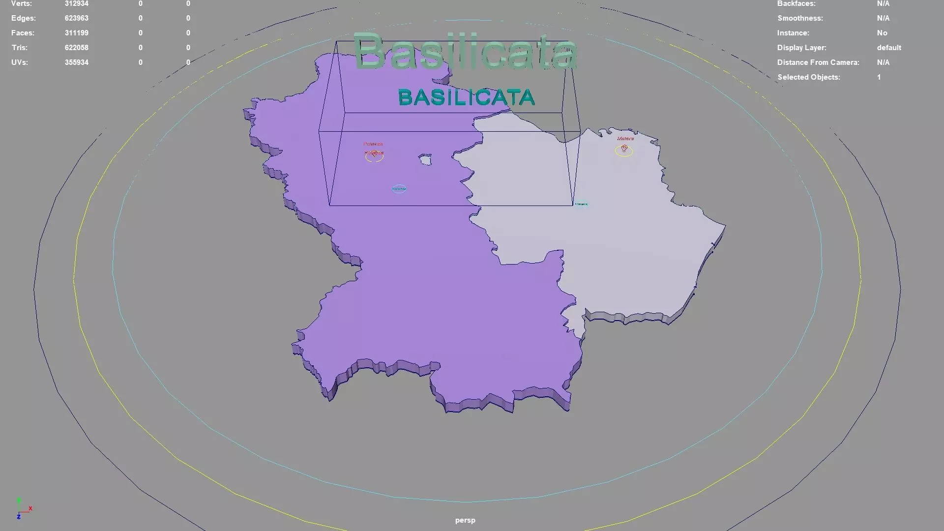 Basilicata Italy map region geography political geographic 3D model