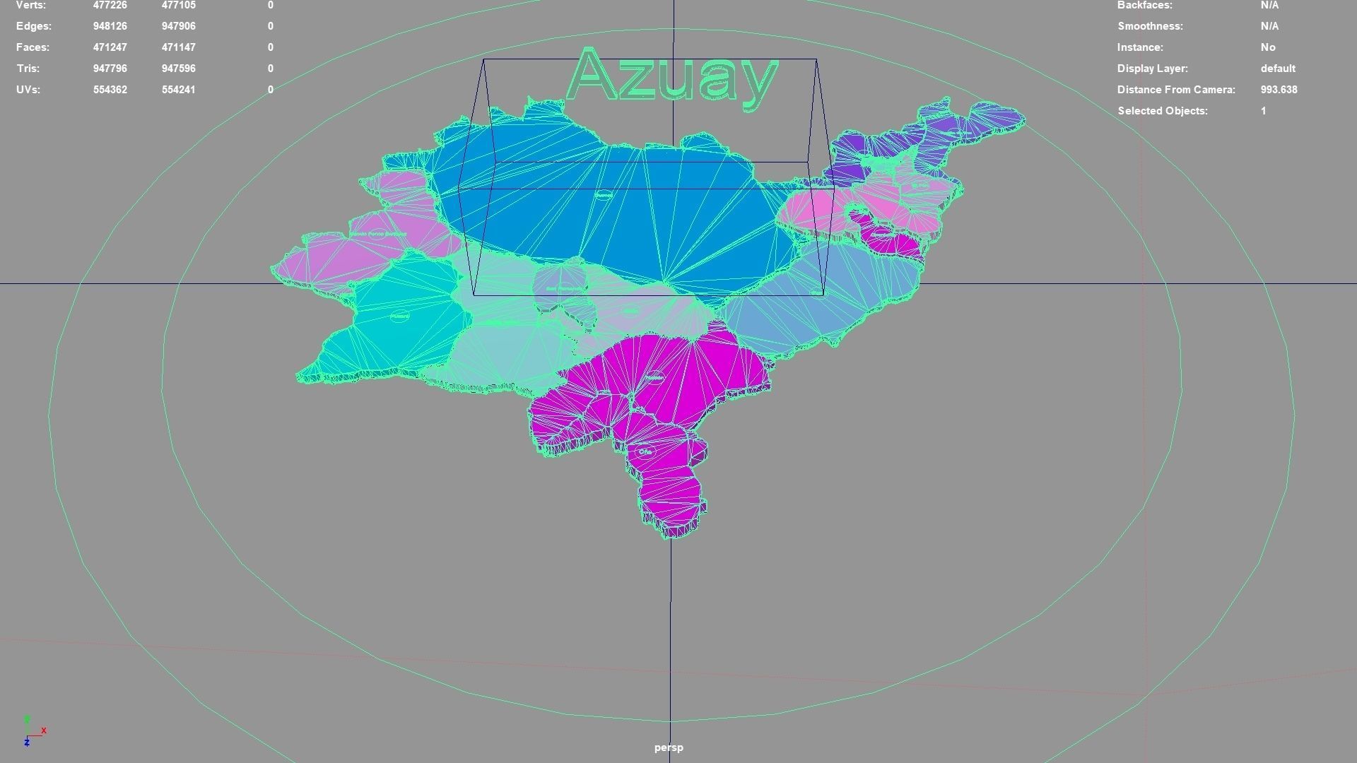 Azuay  Ecuador map region geography political geographic 3D model_3