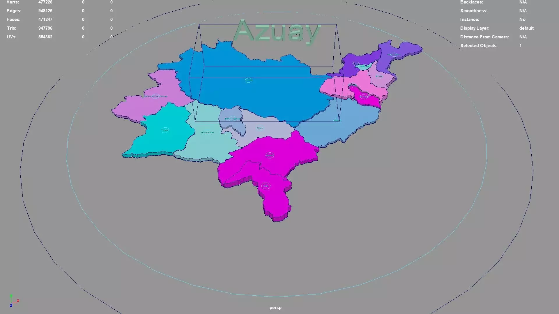 Azuay  Ecuador map region geography political geographic 3D model_0