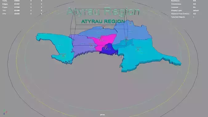 Atyrau Region Kazakhstan map region geography political 3D model