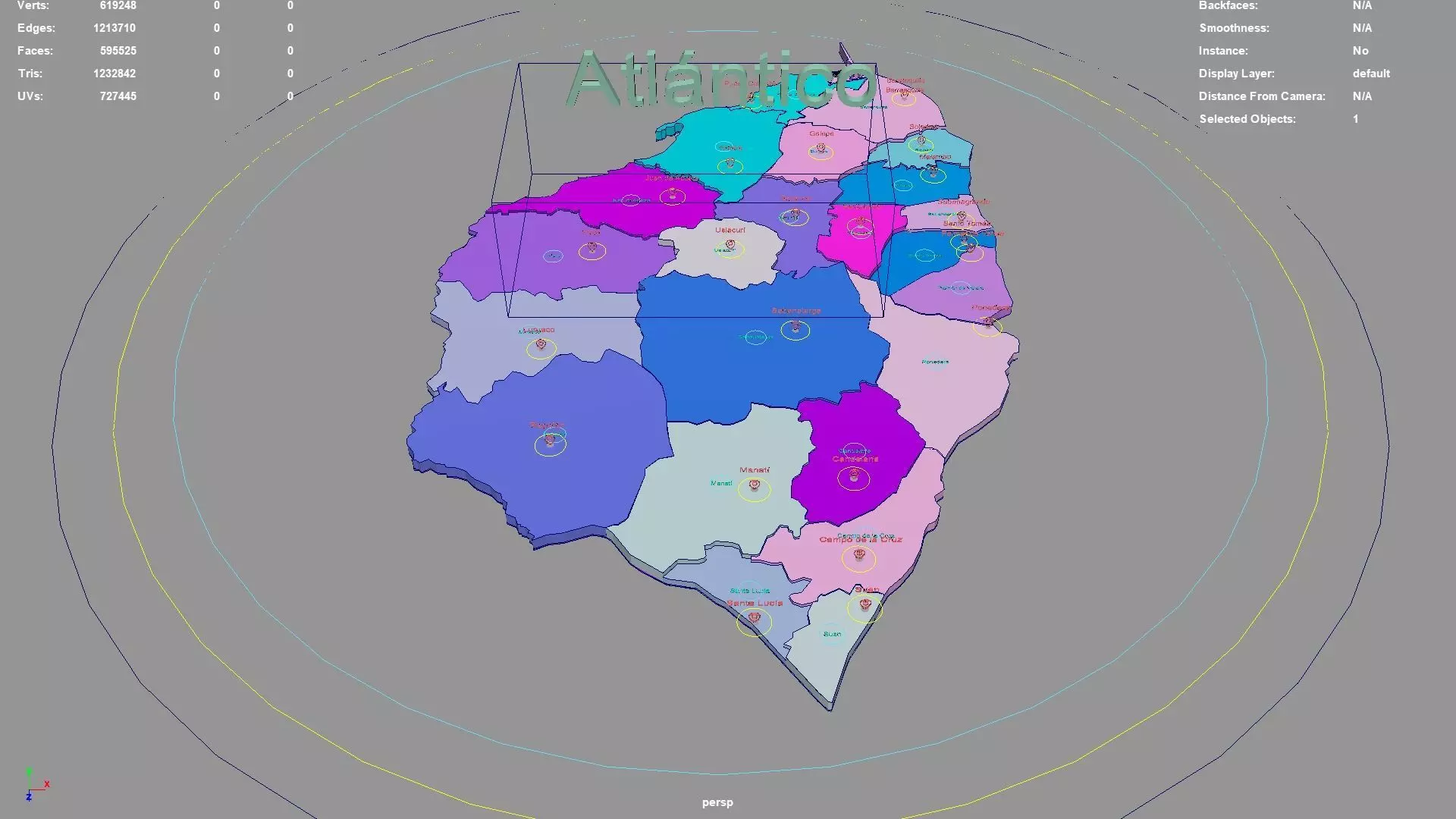 Atlantico RAP Caribe Colombia map region geography political 3D model