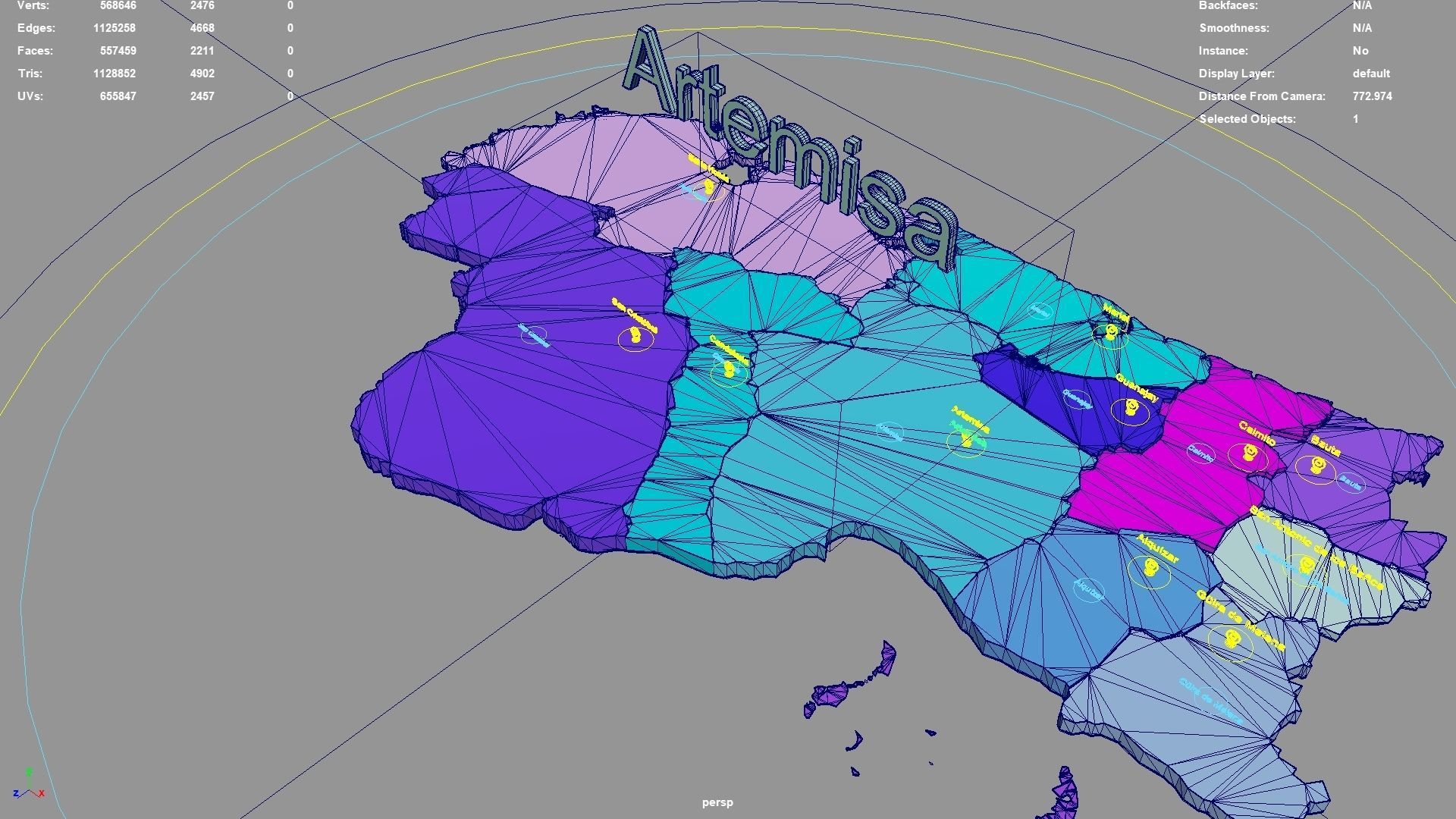 Artemisa  Cuba map region geography political geographic 3D model_5