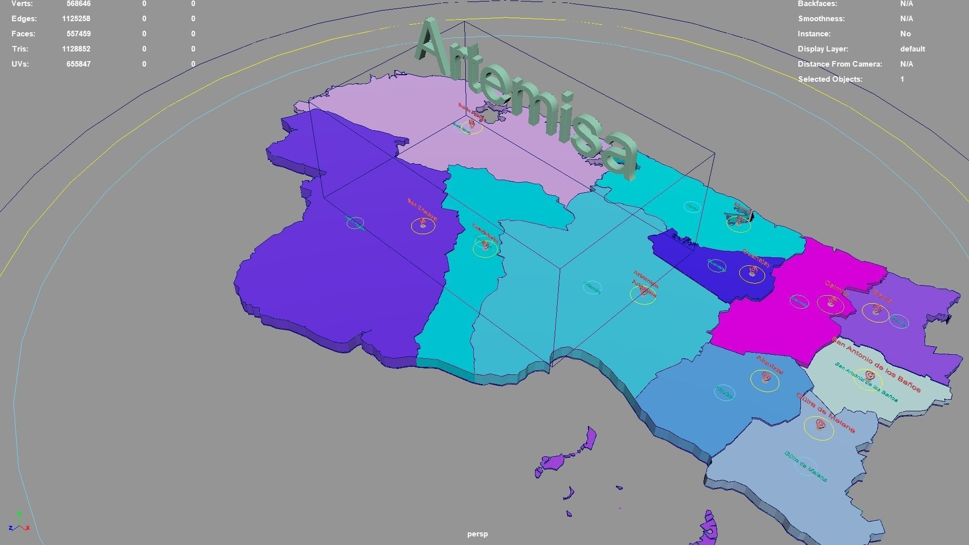 Artemisa  Cuba map region geography political geographic 3D model_2