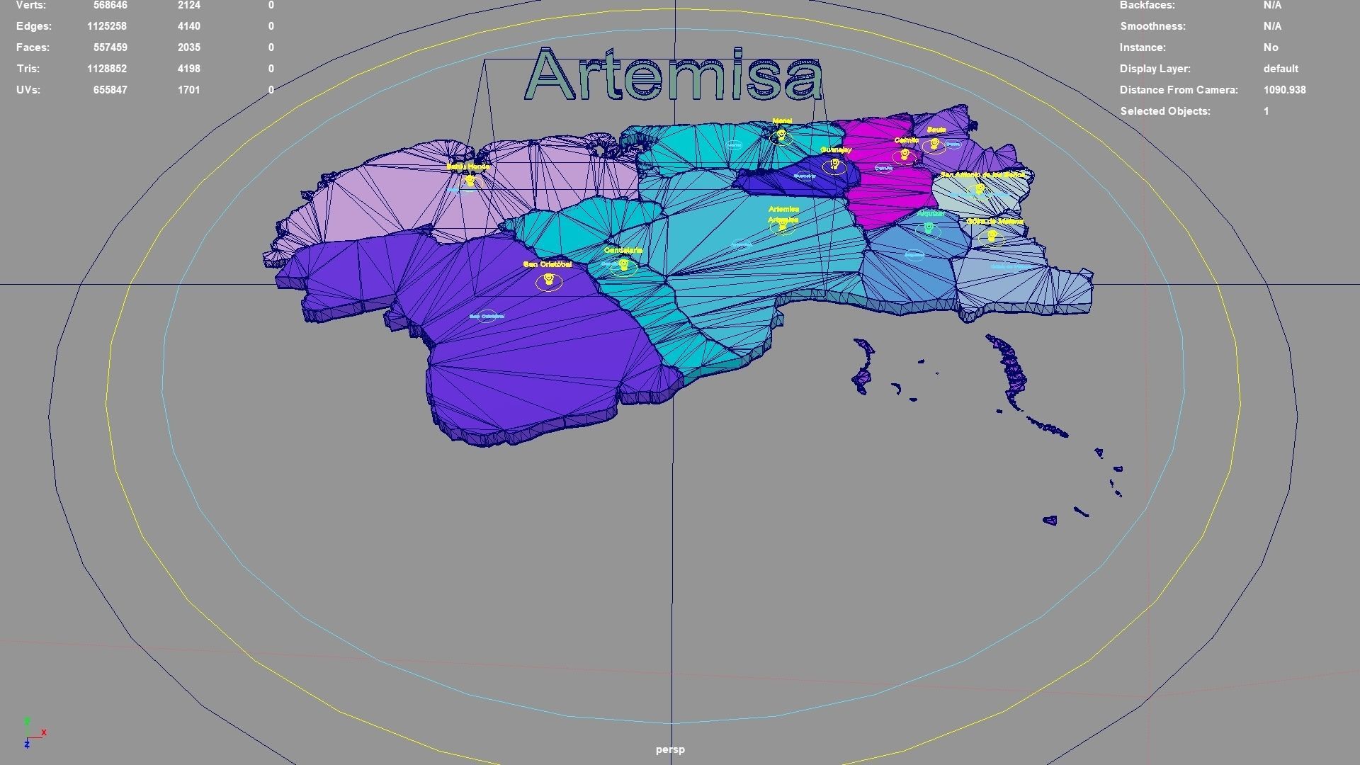 Artemisa  Cuba map region geography political geographic 3D model_3