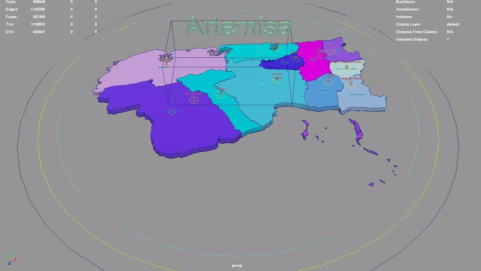 Artemisa  Cuba map region geography political geographic 3D model_0