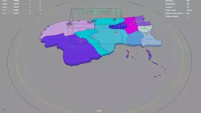 Artemisa  Cuba map region geography political geographic 3D model