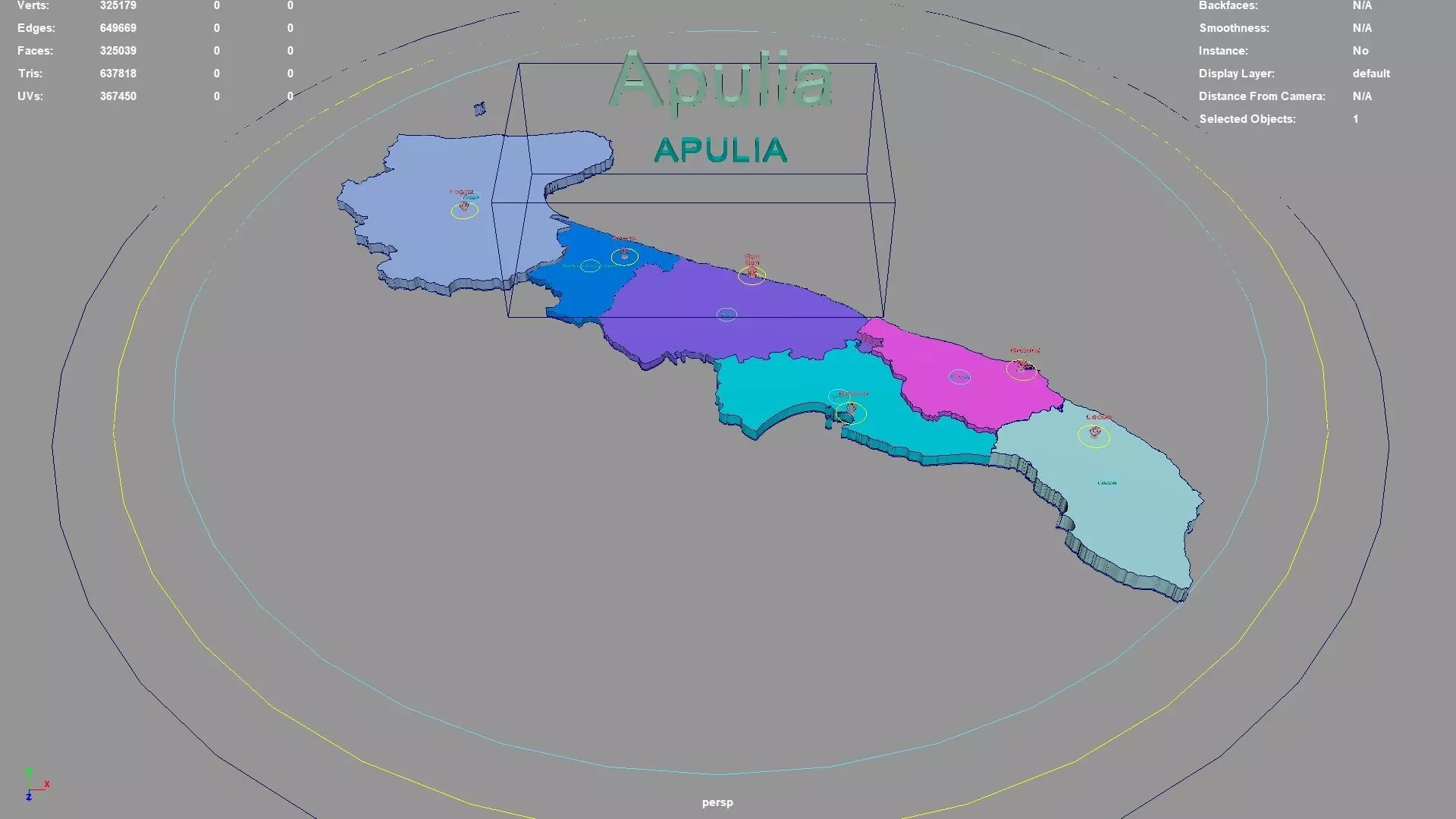 Apulia Italy map region geography political geographic 3D model