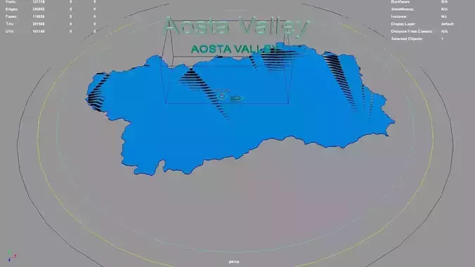 Aosta Valley  Italy map region geography political geographic 3D model