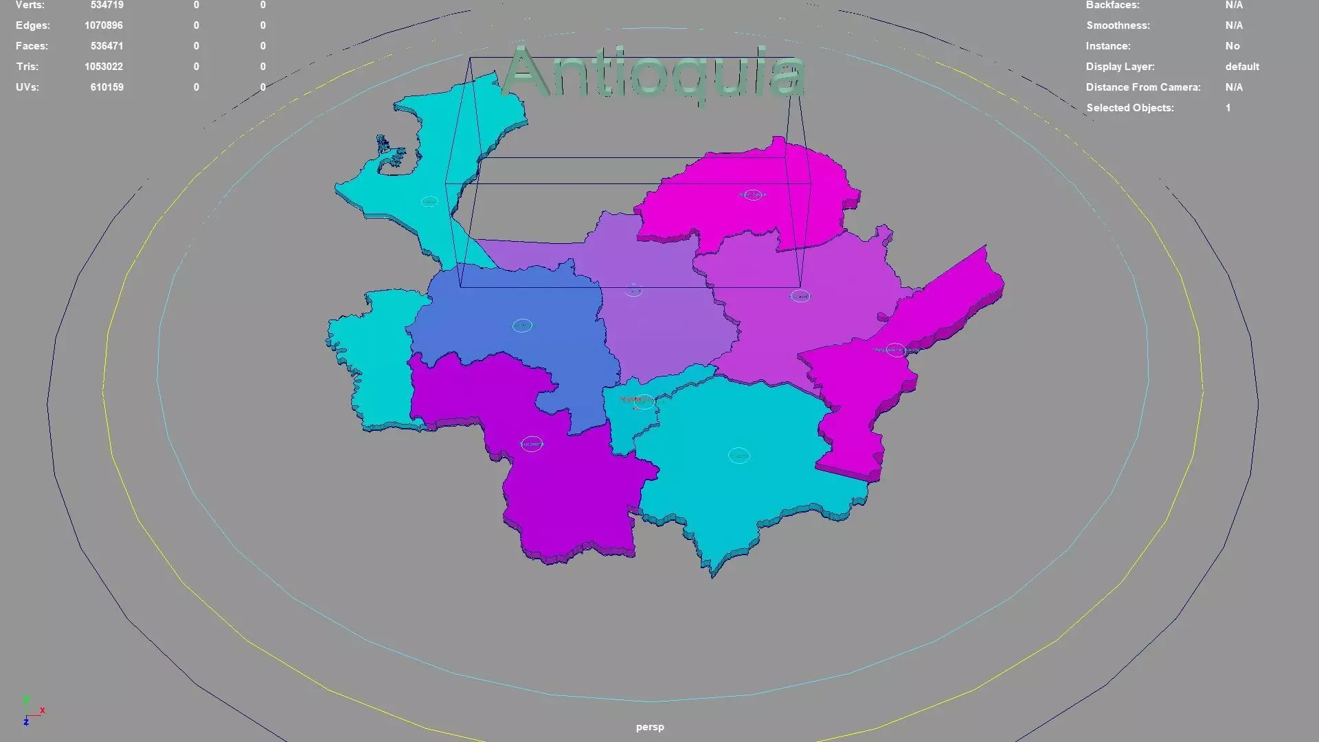 Antioquia RAP del Agua y la Montana Colombia map region 3D model