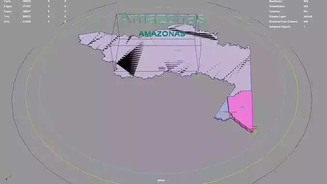 Amazonas  RAP Amazonia  Colombia map region geography political 3D model Amazonas  RAP Amazonia  Colombia map region geography political 3D model