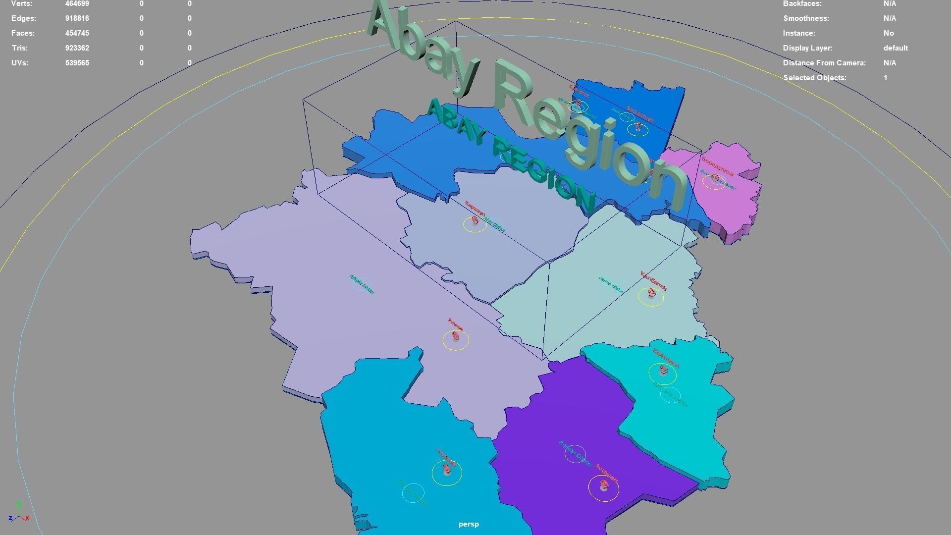 Abay Region Kazakhstan map region geography political 3D model rigged ...