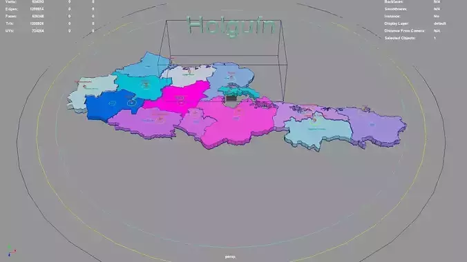 Holguin  Cuba map region geography political geographic 3D model