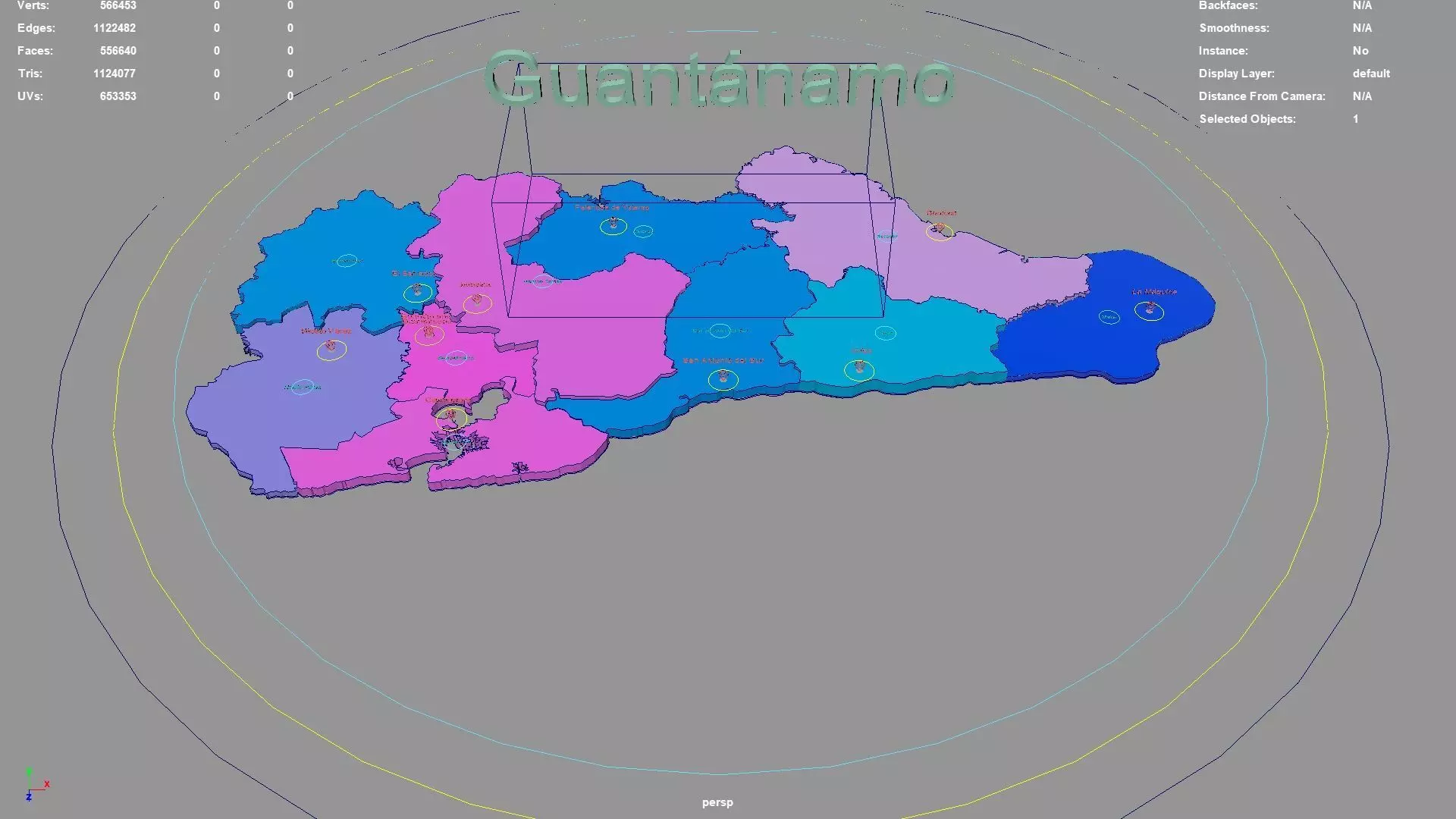 Guantanamo Cuba map region geography political geographic 3D model