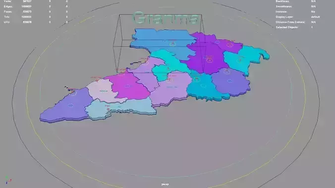 Granma  Cuba map region geography political geographic 3D model