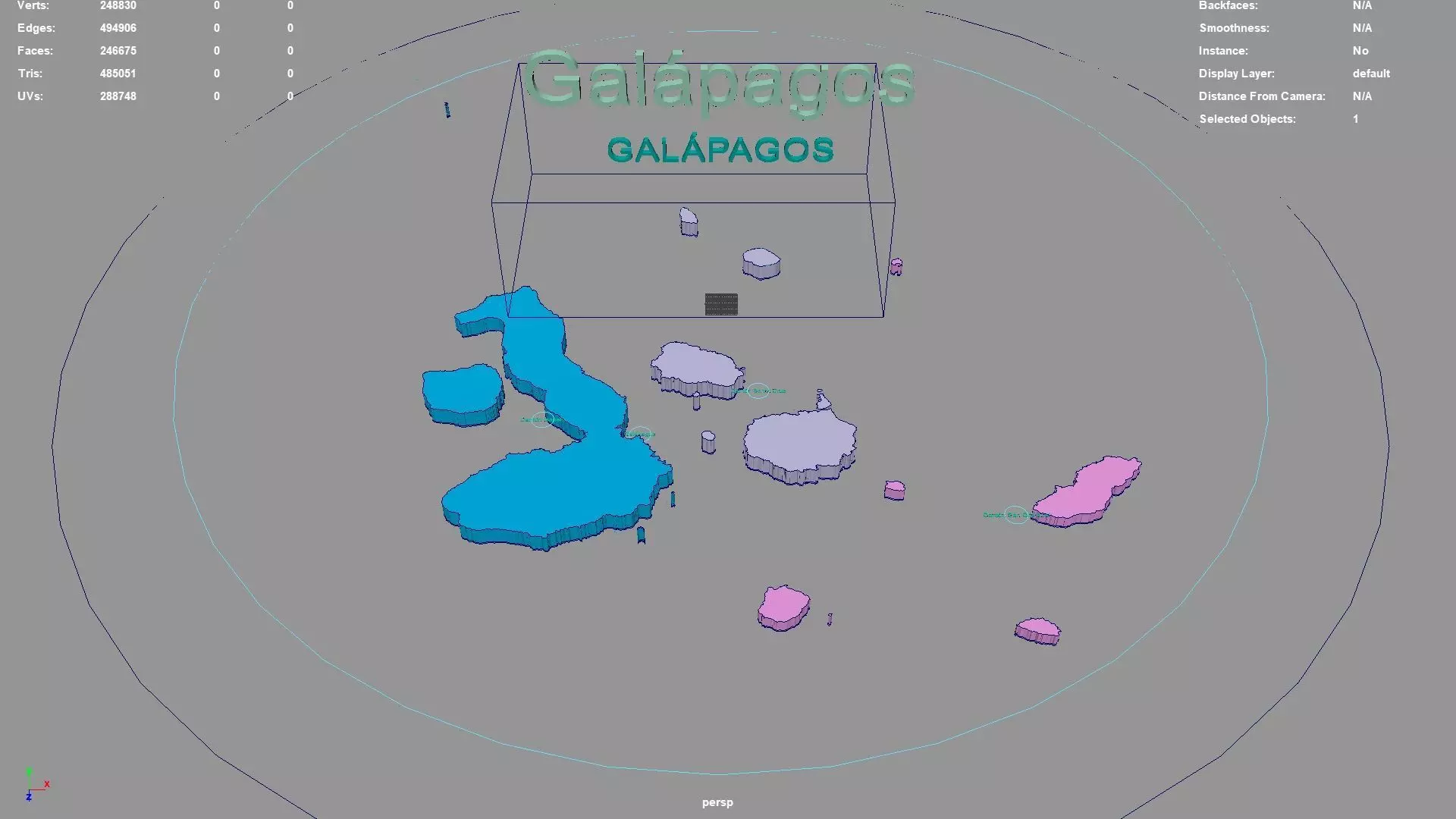 Galapagos Ecuador map region geography political geographic 3D model
