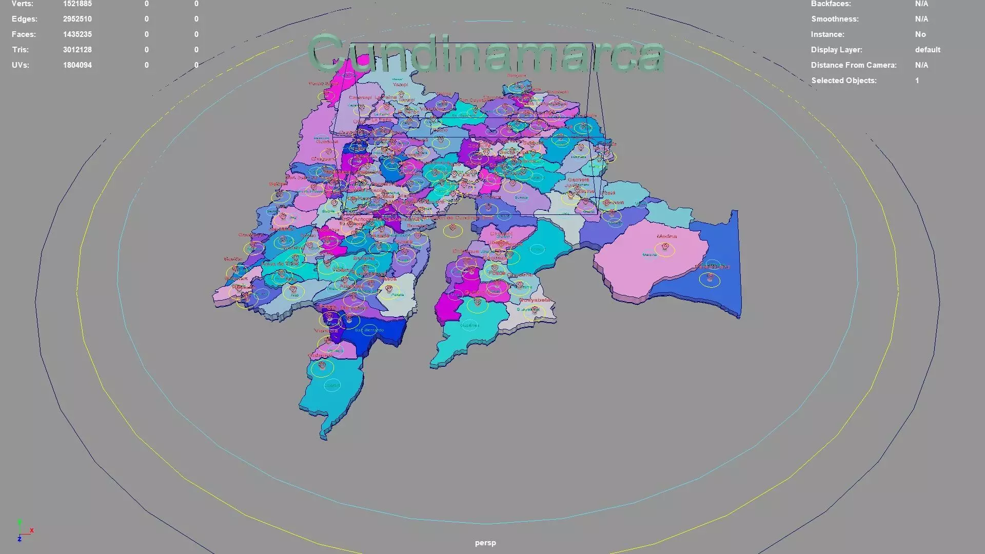 Cundinamarca  RAP  Especial  Central  Colombia map region 3D model_0