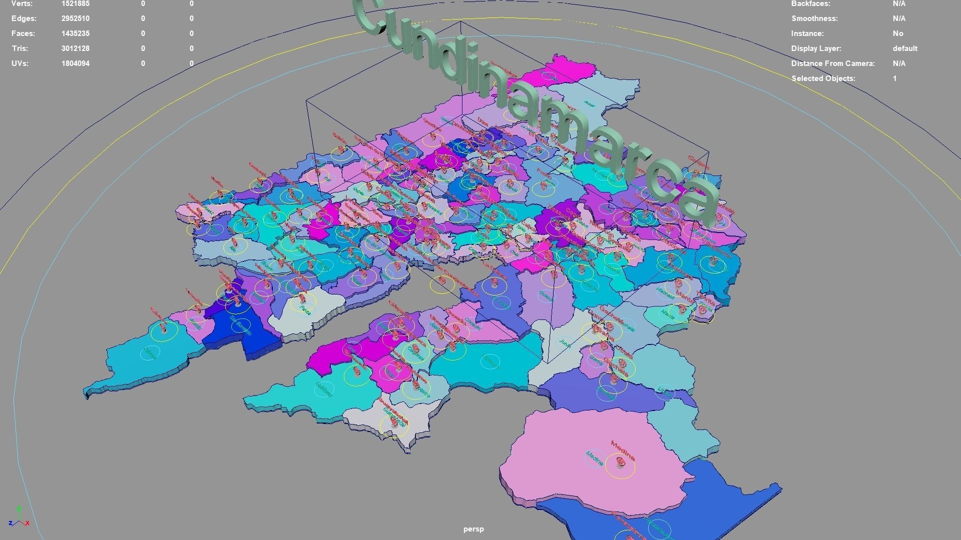 Cundinamarca  RAP  Especial  Central  Colombia map region 3D model_2
