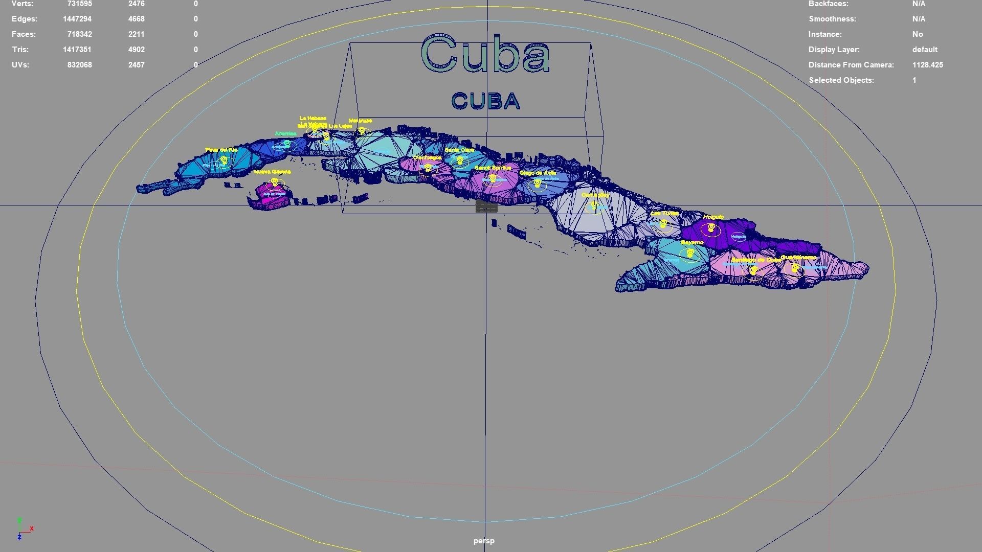 Cuba map region geography political geographic administrative 3D model_3