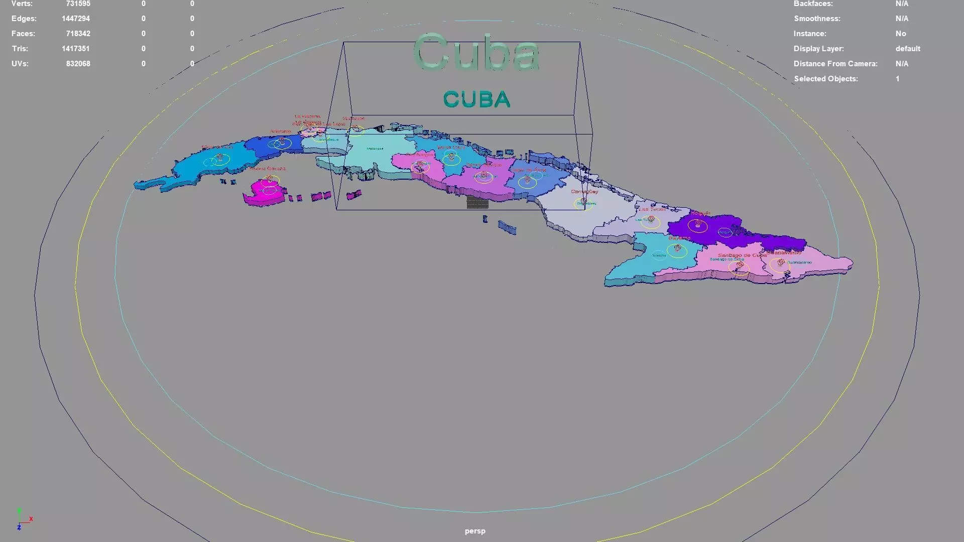 Cuba map region geography political geographic administrative 3D model_0