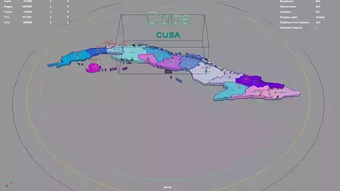 Cuba map region geography political geographic administrative 3D model