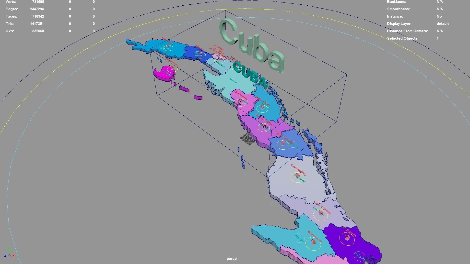 Cuba map region geography political geographic administrative 3D model_2