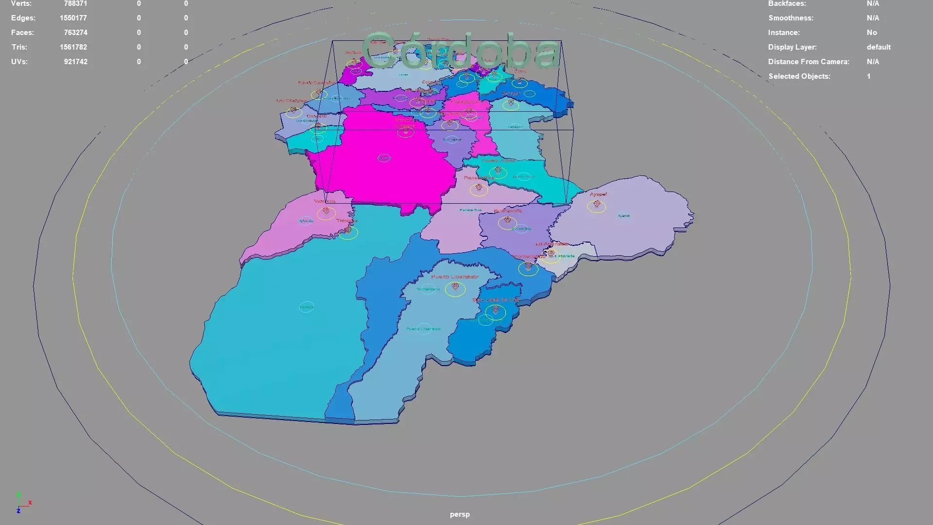 Cordoba RAP Caribe Colombia map region geography political 3D model