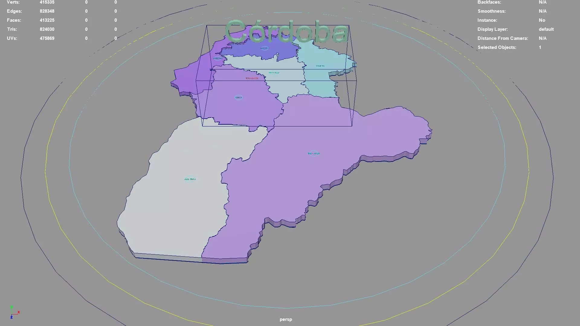 Cordoba RAP Caribe Colombia map region geography political 3D model